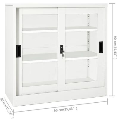 vidaXL Sliding Door Cabinet White 35.4"x15.7"x35.4" Steel