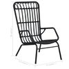 vidaXL Garden Chair Black Poly Rattan, Powder-Coated Steel Medium