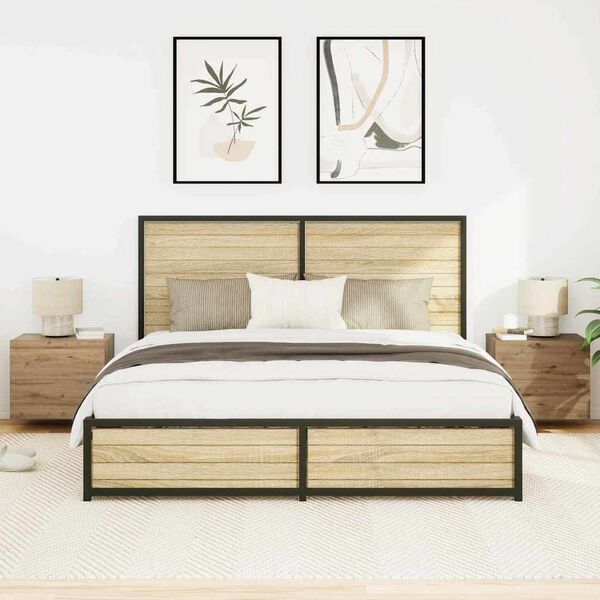 vidaXL Bedside Cabinet 2 pcs Artisan Oak 19.69 x 15.35 x 16.14 in