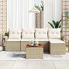 vidaXL Garden Sofa Set with Cushion 6 pcs Beige Poly Rattan
