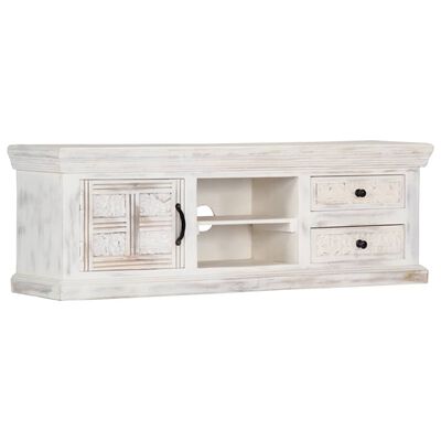 vidaXL TV Cabinet White 47.2"x11.8"x15.7" Solid Mango Wood