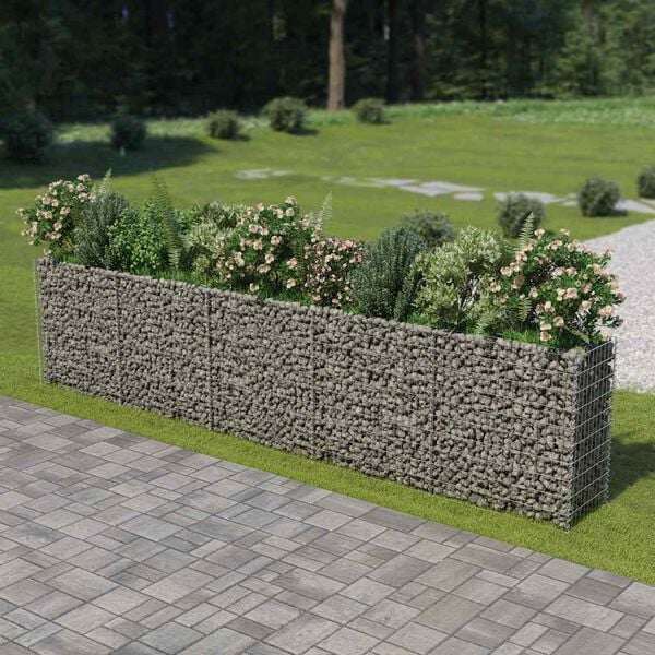 vidaXL Gabion Raised Bed Silver Galvanized Steel 177.2x19.7x39.4 in