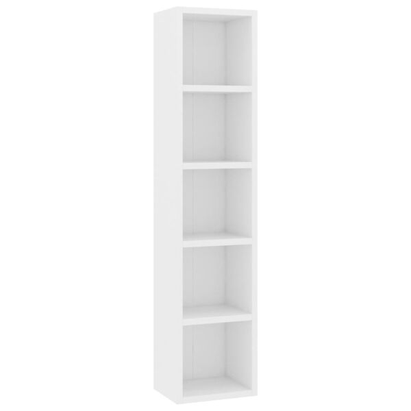 vidaXL CD Cabinet White 8.3"x6.3"x36.8" Engineered Wood