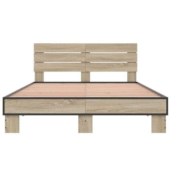 vidaXL Bed Frame Sonoma oak Engineered wood, metal Full Durable