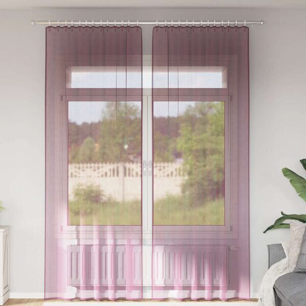 vidaXL Voile Curtains with Loops 2 pcs Purple 55.1x102.4"