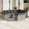 vidaXL Garden Sofa Set Grey PE Rattan, Powder-Coated Steel, Tempered Glass