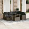 vidaXL Patio Sofa Set Grey PE rattan, powder-coated steel, fabric