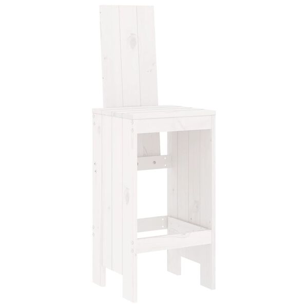 vidaXL Garden Bar Set White Solid Pine Wood Seats 6 Footrest