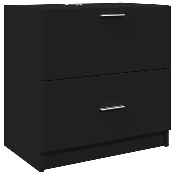 vidaXL Sink Cabinet Black Engineered wood Medium Storage Sink Cabinet