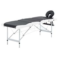 vidaXL 4-Zone Foldable Massage Table Aluminum Black and White