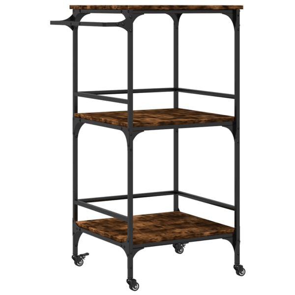 vidaXL Kitchen Trolley Smoked Oak 23.8"x19.7"x41.3" Engineered Wood
