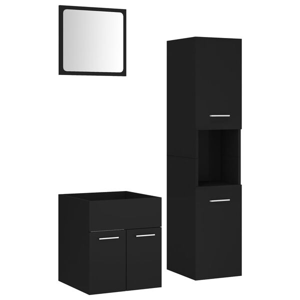 vidaXL Bathroom Furniture Set Black Engineered wood, acrylic