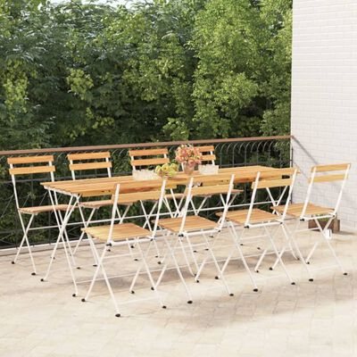 vidaXL Folding Bistro Chairs 8 pcs Solid Wood Acacia and Steel
