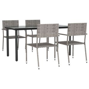 vidaXL Garden Dining Set Grey and Black Poly Rattan and Steel Five Piece