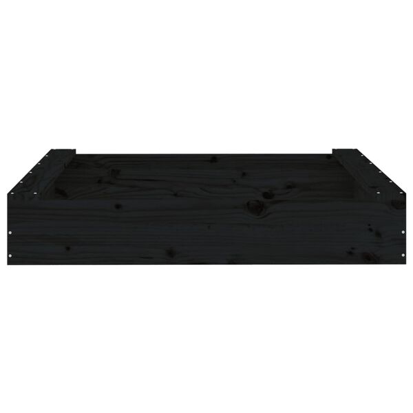 vidaXL Sandbox Black Solid Pine Wood Medium Durable Square Rustic