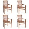 vidaXL Dining Chair Set of 4 Taupe Teak Wood Standard Stackable