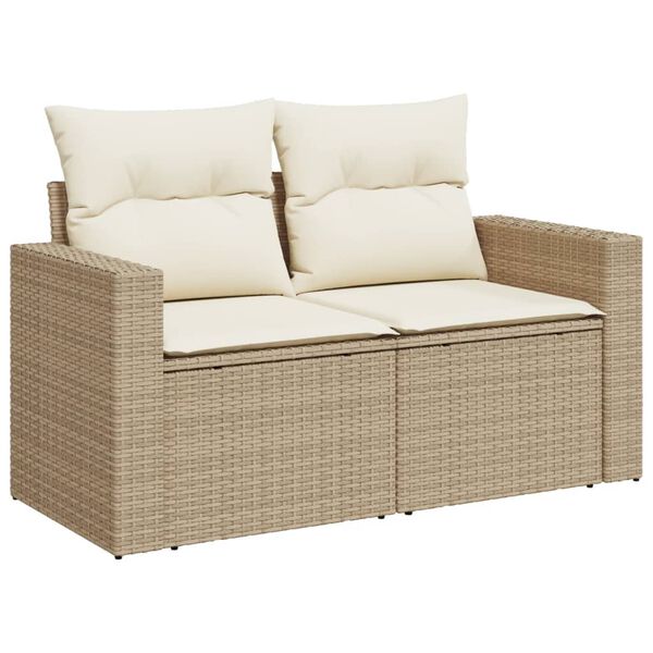 vidaXL Garden Sofa Set Beige PE rattan Large Modular Garden Sofa Set