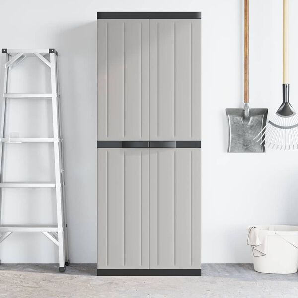 vidaXL Outdoor Storage Cabinet Grey and Black Polypropylene Medium