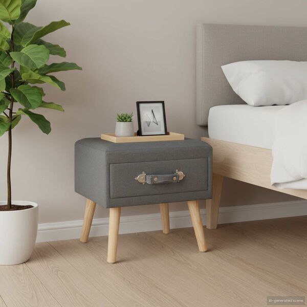 vidaXL Bedside Cabinet Dark Grey Polyester Compact Bedside Cabinet