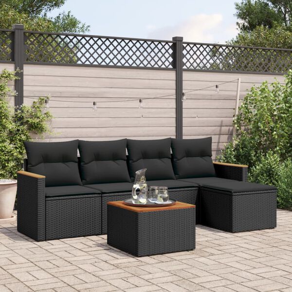 vidaXL Garden Sofa Set Black