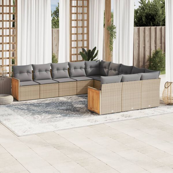 vidaXL Garden Sofa Set Beige Poly Rattan Large Modular Garden Sofa Set