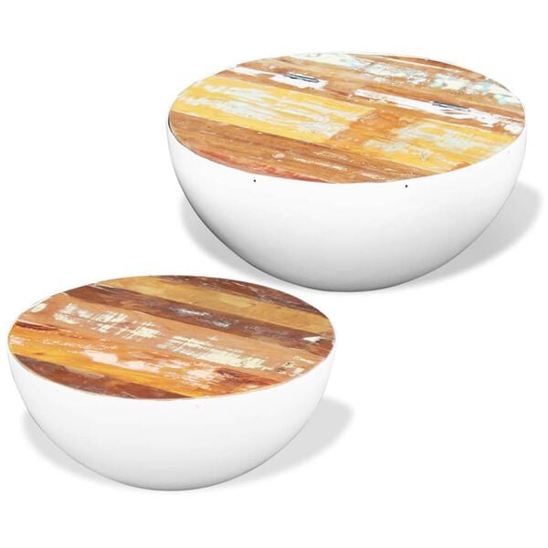 vidaXL Coffee Table Set of 2 Multicolour Reclaimed wood and steel