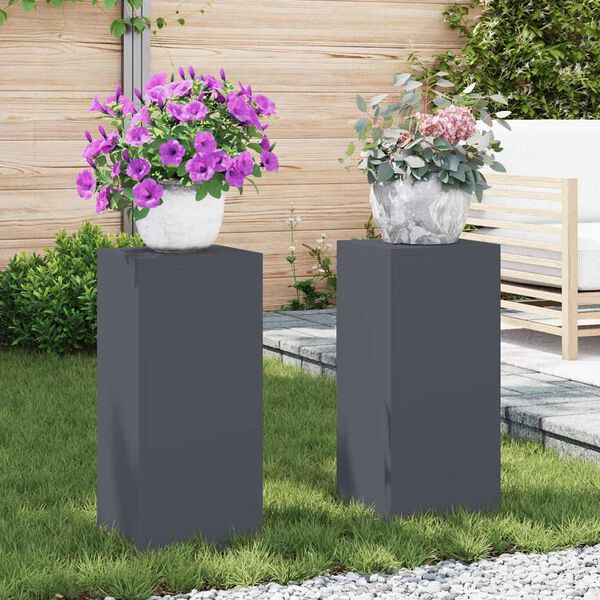 vidaXL Plant Stand 2 pcs Anthracite 9.45 x 9.45 x 21.65 in Steel