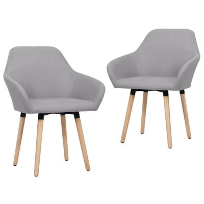 vidaXL Dining Chairs 2 pcs Light Gray Fabric
