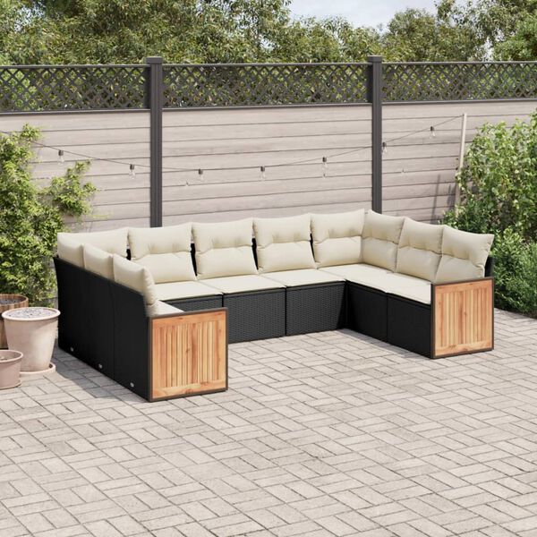 vidaXL Garden Sofa Set Black, Cream White