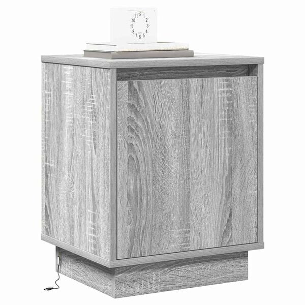 vidaXL Bedside Cabinet Grey 15.35 x 13.58 x 19.69 in Engineered wood