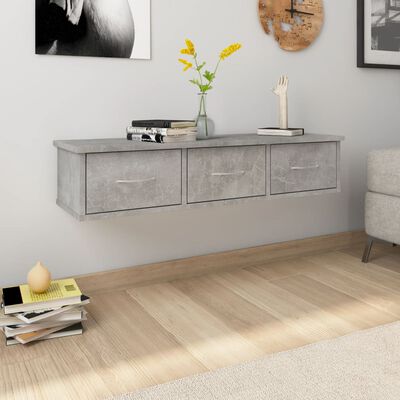 vidaXL Wall-mounted Drawer Shelf Concrete Gray 34.6"x10.2"x7.3" Engineered Wood