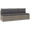 vidaXL 3-Seater Garden Sofa Grey Poly Rattan Large Adjustable Feet