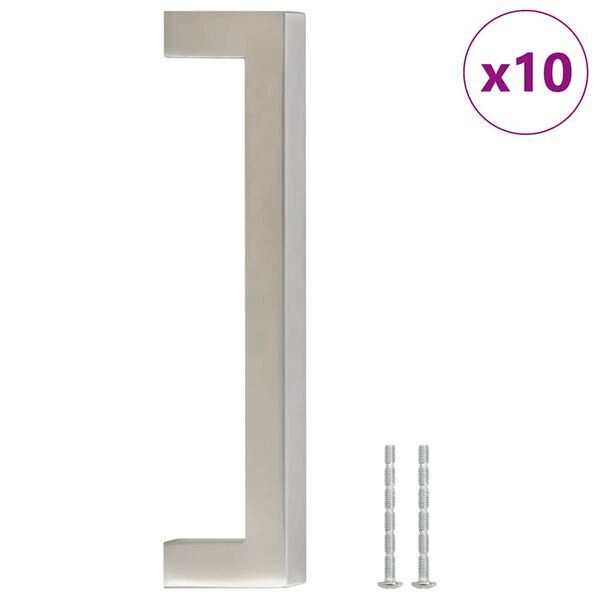 vidaXL Cabinet Handle Set of 10 Silver Stainless steel Medium Durable