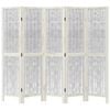 vidaXL Room Divider 5 Panels White Solid Wood Paulownia