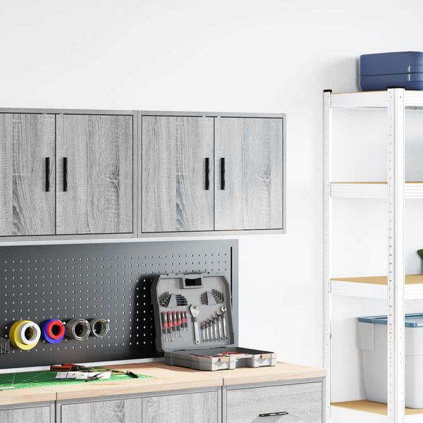 vidaXL Garage Wall Cabinet Grey Sonoma Engineered Wood