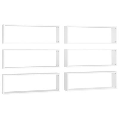 vidaXL Wall Cube Shelves 6 pcs White 31.5"x5.9"x10.4" Engineered Wood
