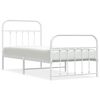 vidaXL Bed Frame White Powder-Coated Steel Single Bed Frame