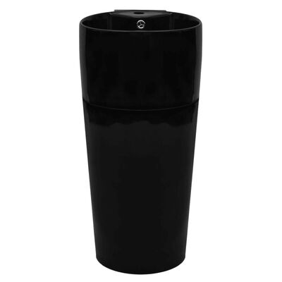 vidaXL Bathroom Basin Ceramic Black 15.7"x16.3"x33.9"