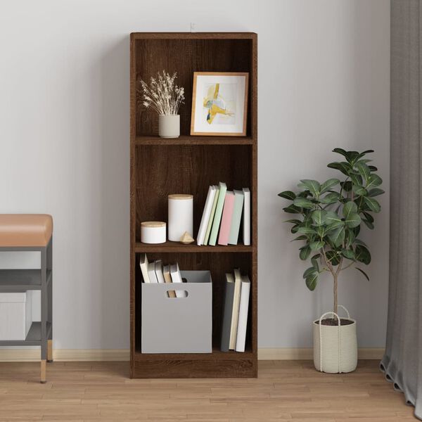 vidaXL Book Cabinet Brown Oak Engineered Wood 42.9 in x 15.7 in x 9.4 in