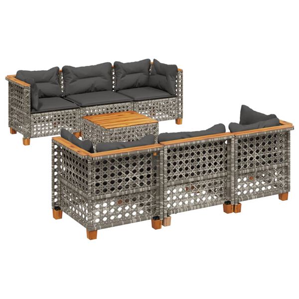 vidaXL Garden Sofa Set Grey PE rattan Large Modular Garden Sofa Set