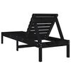vidaXL Sun Lounger Black Solid pine wood Standard Adjustable Armrests