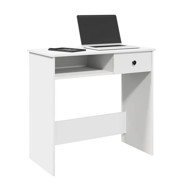 vidaXL Desk White Engineered wood Medium Computer Desk Rectangular