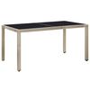 vidaXL Outdoor Dining Set Beige PE Rattan 29.5 x 59.1 in