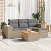 vidaXL Garden Sofa Set Beige PE Rattan 5 Piece Set Modular