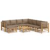 vidaXL Garden Lounge Set Taupe Bamboo, 100% polyester 9-piece set