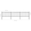 vidaXL Garden Fence with Spear Top Steel 211.4"x39.4" Black