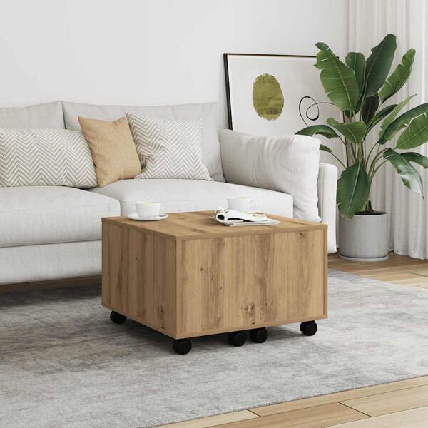 vidaXL Coffee Table Artisan Oak Engineered Wood 23.6x23.6x15.0 in