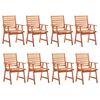 vidaXL Outdoor Chair Set of 8 Brown Solid Acacia Wood Standard
