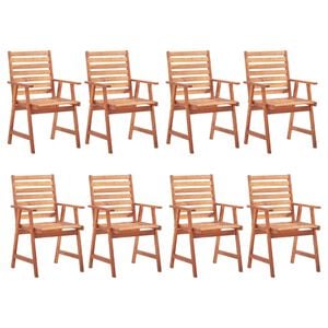 vidaXL Outdoor Chair Set of 8 Brown Solid Acacia Wood Standard