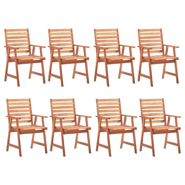 vidaXL Outdoor Chair Set of 8 Brown Solid Acacia Wood Standard